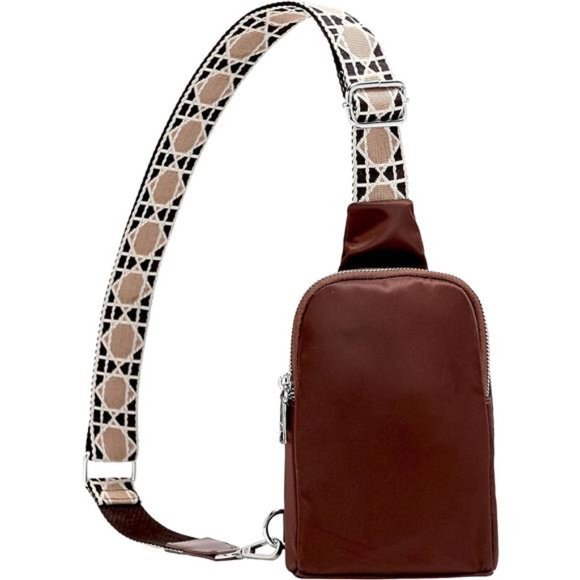 Small Crossbody Sling Bag Nylon Fanny Packs Fashion J-Coffee
